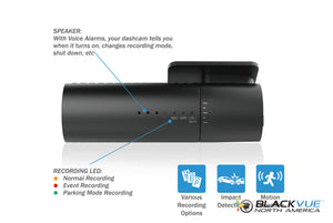 More Features Including Parking Mode, Voice Alerts and LED Status Indicators | BlackVue DR590X-1CH Dash Cam with WiFi